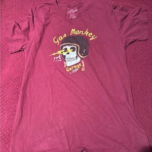 Gas Monkey Garage Maroon Skull Short Sleeve Tee T-Shirt Size XL